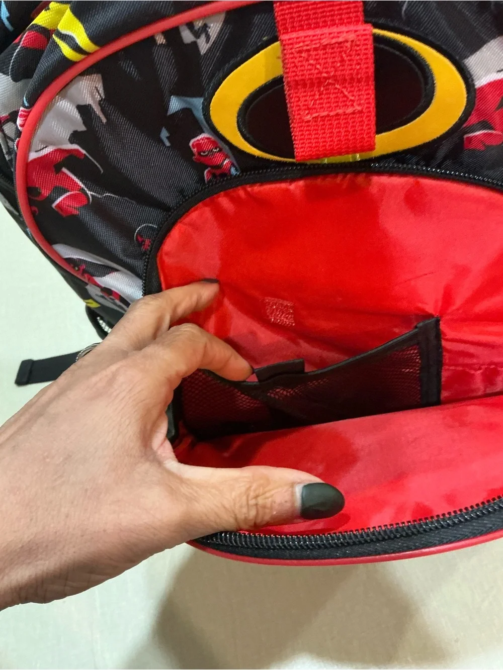 Disney The Incredibles Backpack Black Red All Over Print Kids NWT
